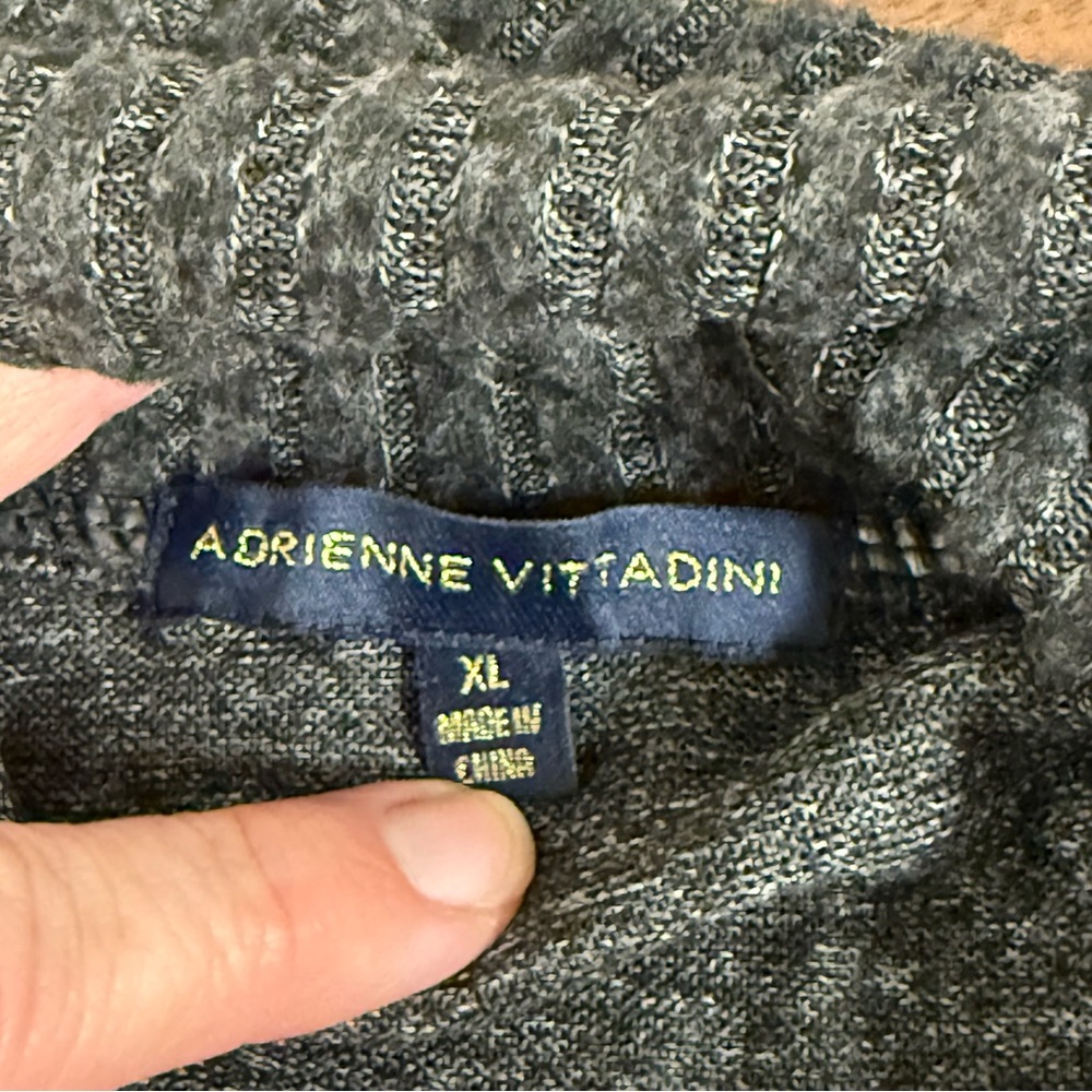 Adrienne Vittadini Gray Cowl Neck Sweater XL Cozy Knit Ribbed Sleeve Pullover - Picture 6 of 9